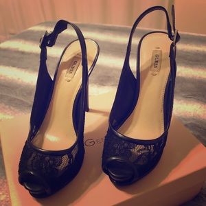 Guess peep toe heels